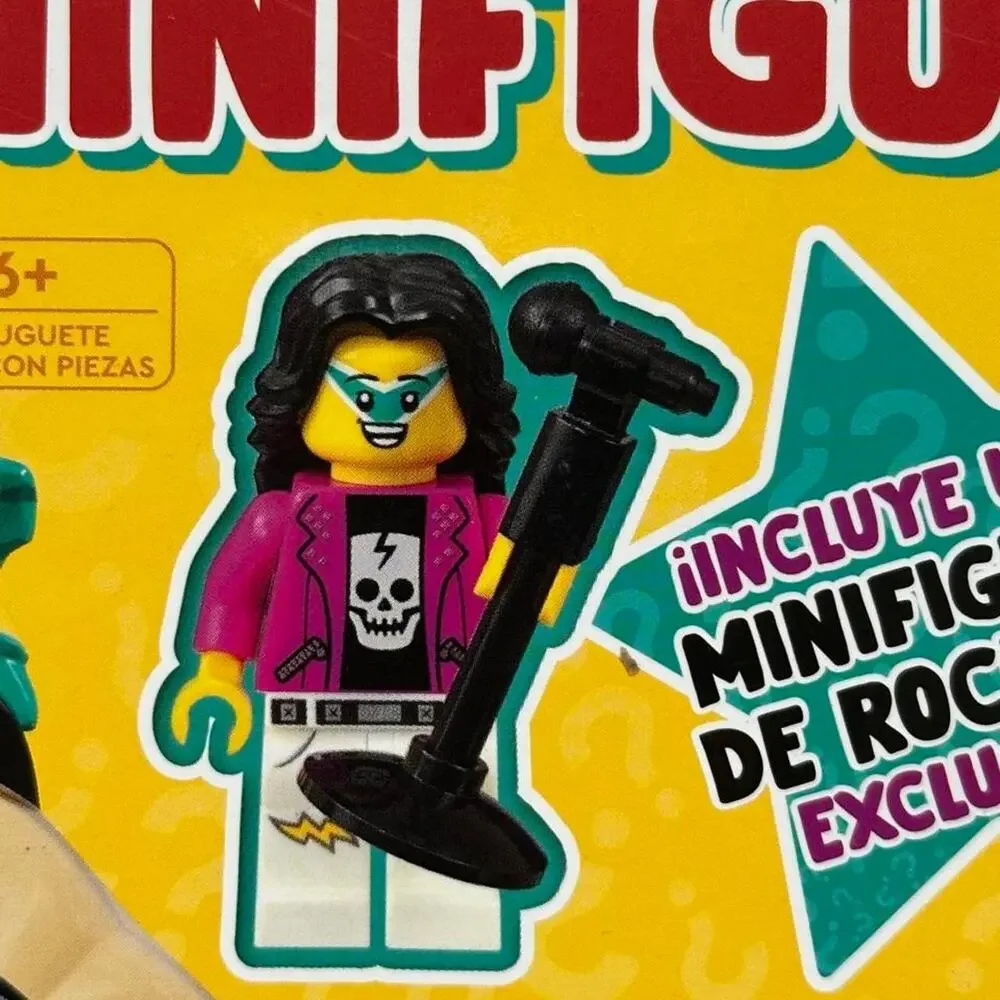 Retired Lego COL410 Spanish Meet The Mini Figures Rock Singer Rockstar Book Set
